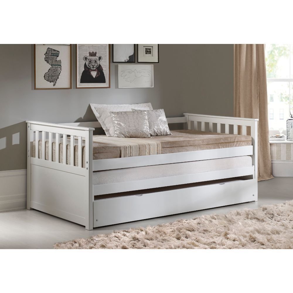 Gray and Brown Wood Twin Bed Frame With Trundle