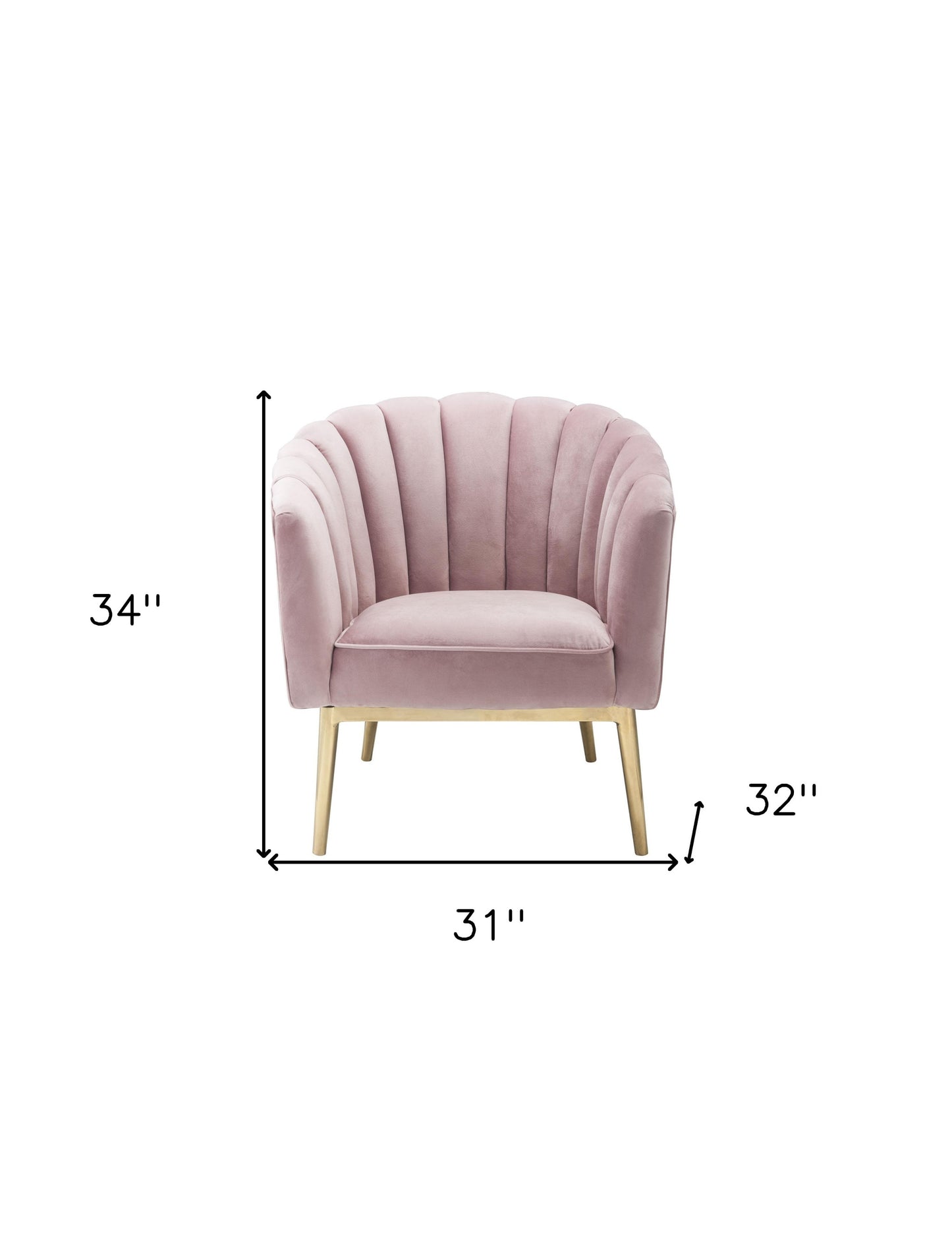 31" Pink And Copper Velvet Tufted Barrel Chair