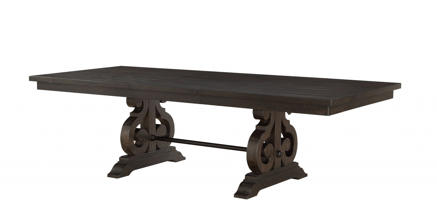 45" Brown Solid Wood Trestle Base Dining Table