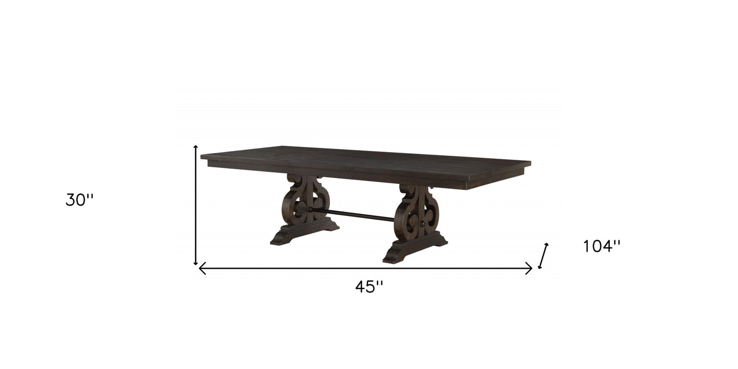 45" Brown Solid Wood Trestle Base Dining Table