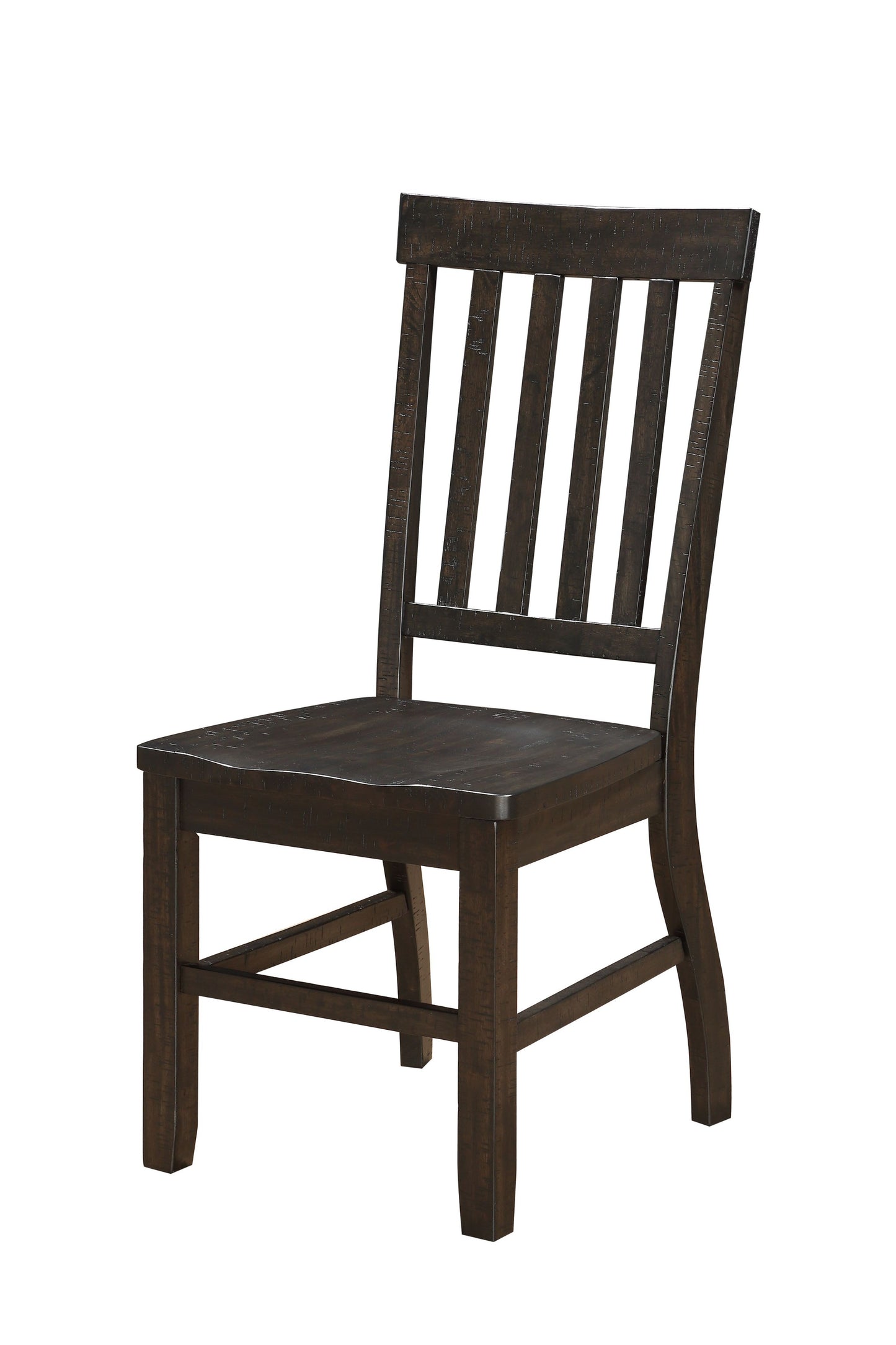 Set of Two Brown Wood Ladder Back Dining Side Chairs