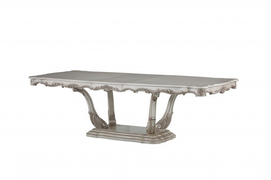 44" Off White Solid Wood Pedestal Base Dining Table