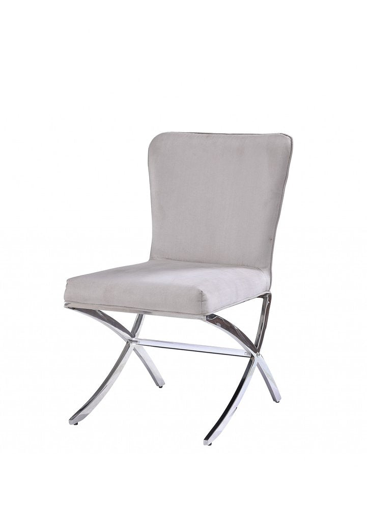 24" beige & silver velvet Parsons chair