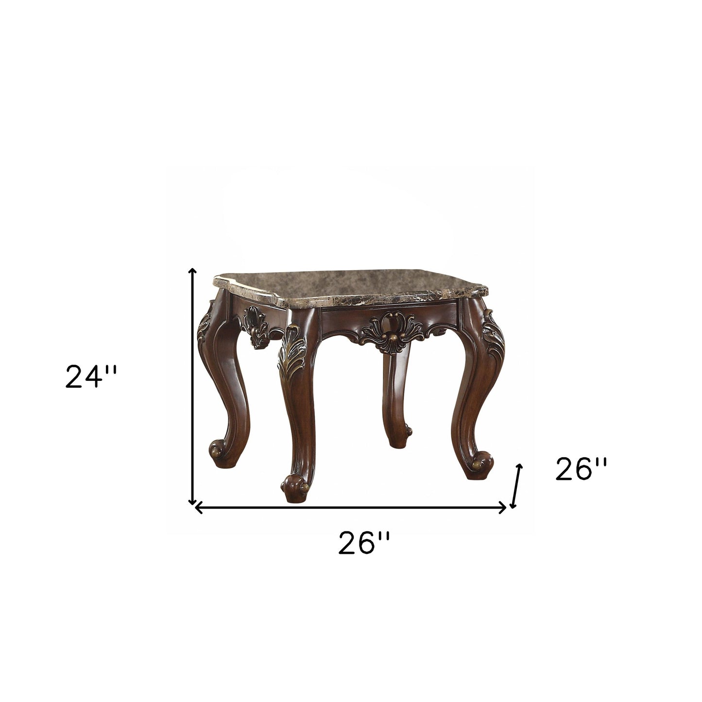 24" Dark Walnut Faux Marble Square End Table