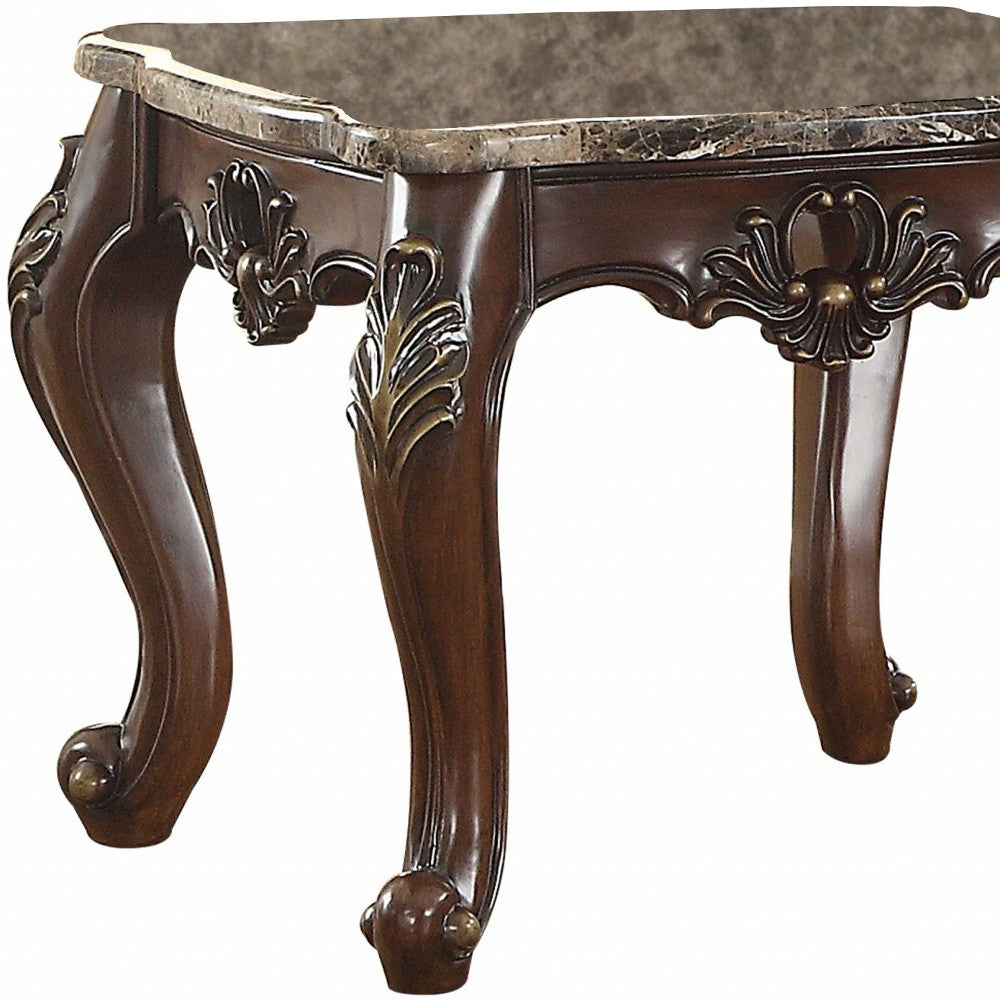 24" Dark Walnut Faux Marble Square End Table