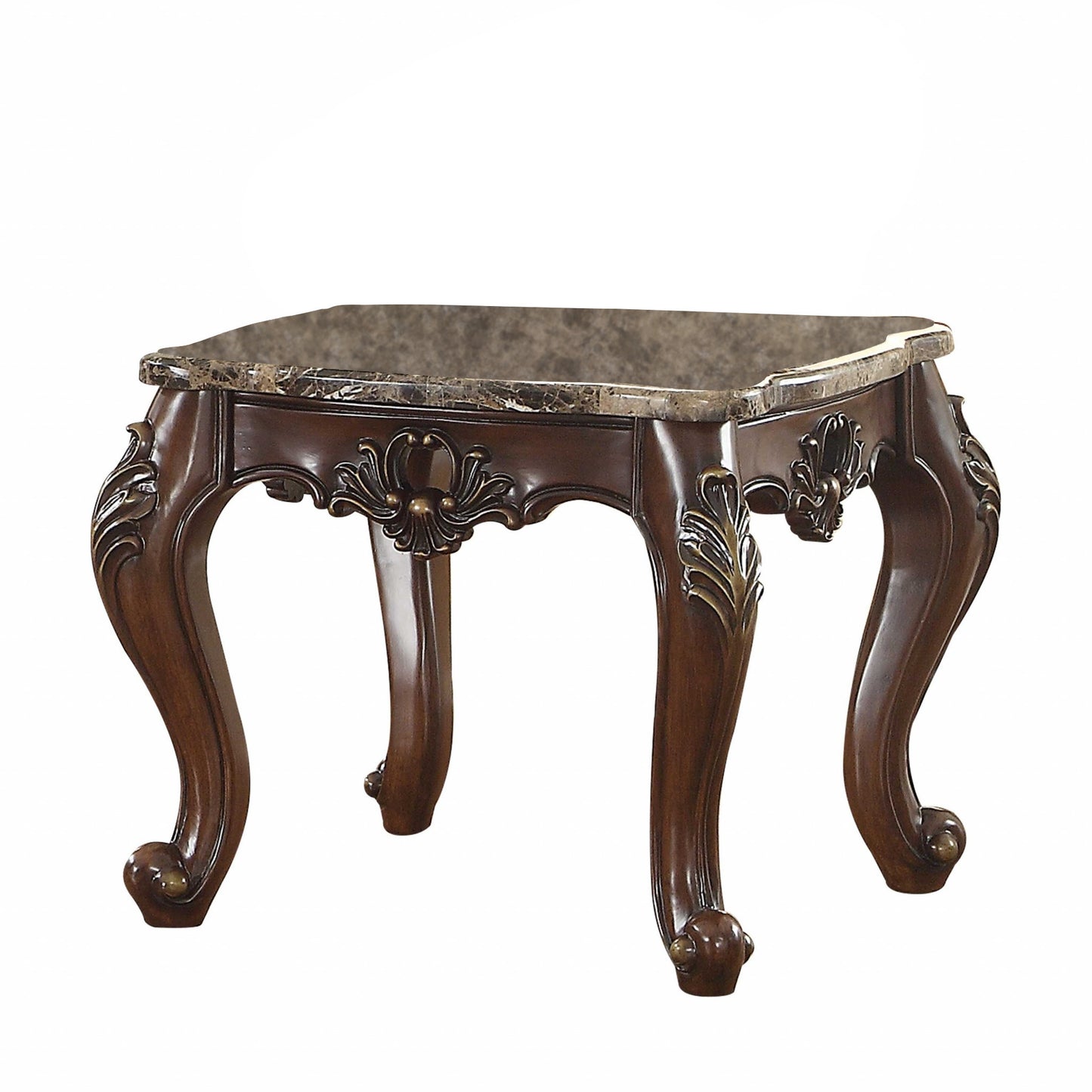 24" Dark Walnut Faux Marble Square End Table