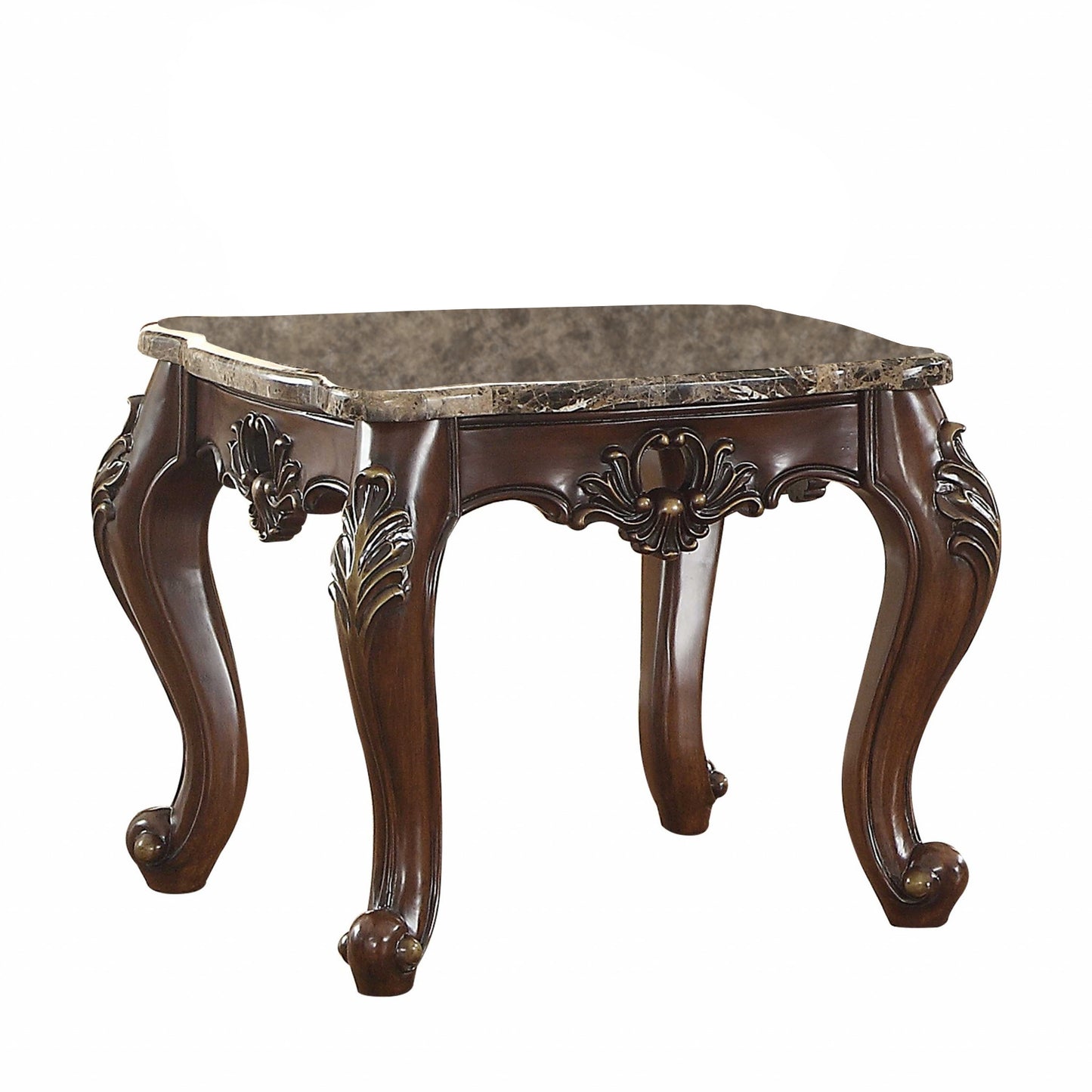 24" Dark Walnut Faux Marble Square End Table