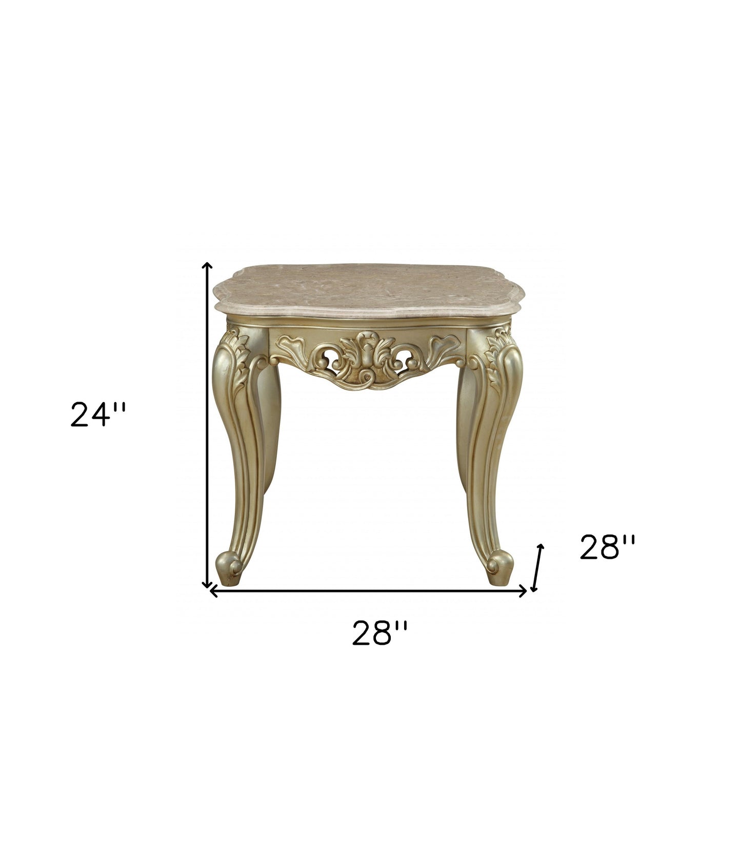 24" Antiqued White Faux Marble Square End Table