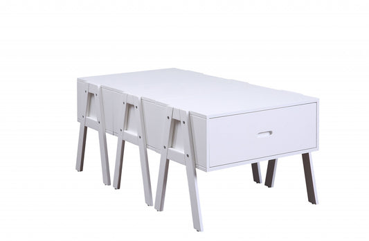 Sleek White Rectangular Convertible Coffee Table