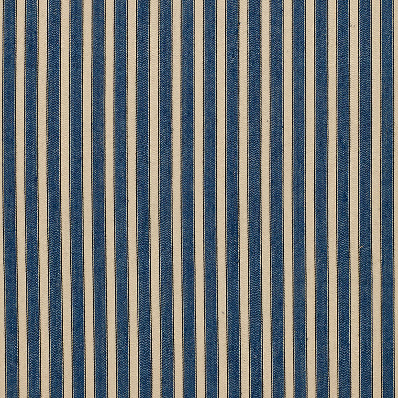 SCHUMACHER FABRIC  SEA ISLAND STRIPE ANTIQUE TICKING STRIPE   DENIM   - 3475004