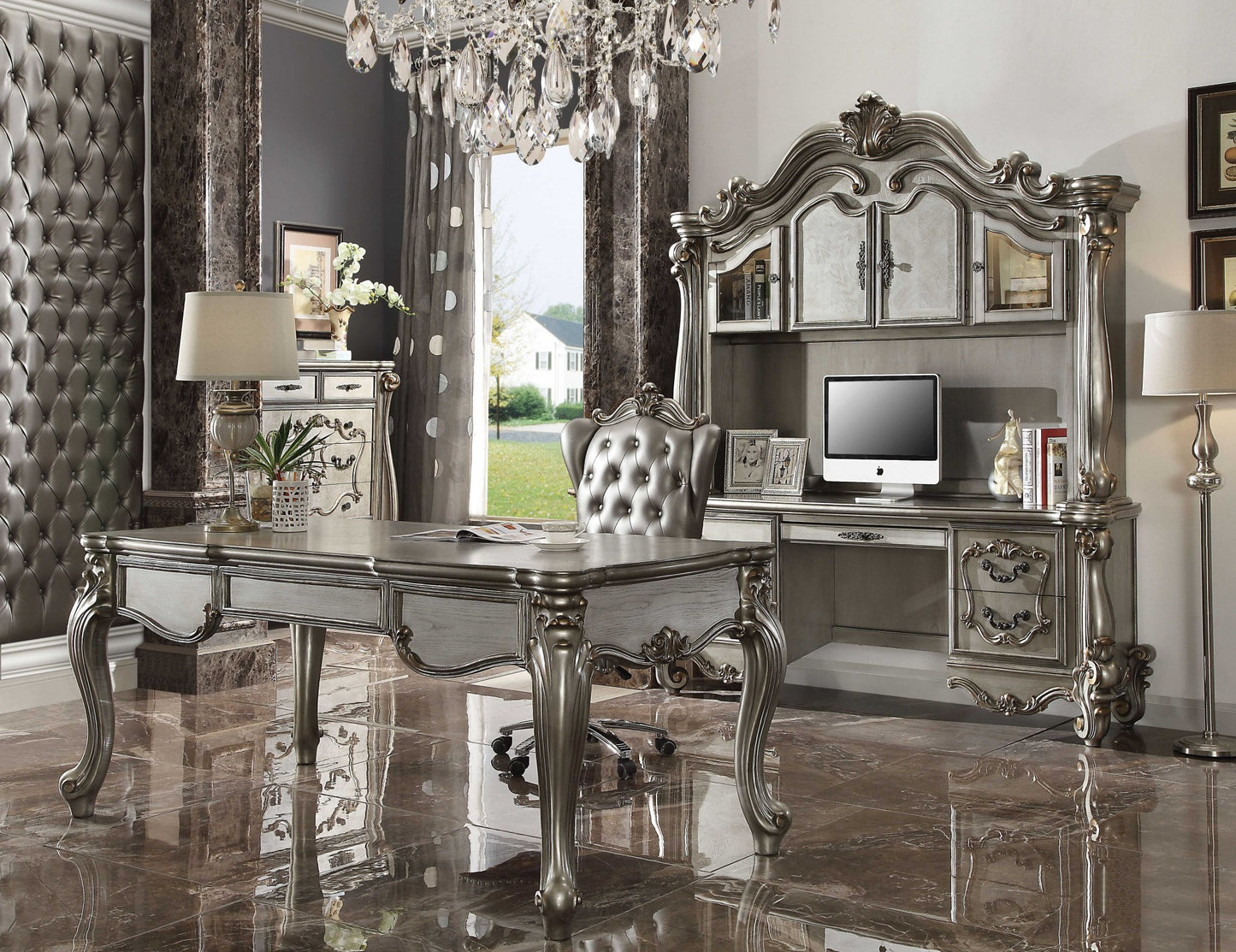 35" Silver Executive Desk