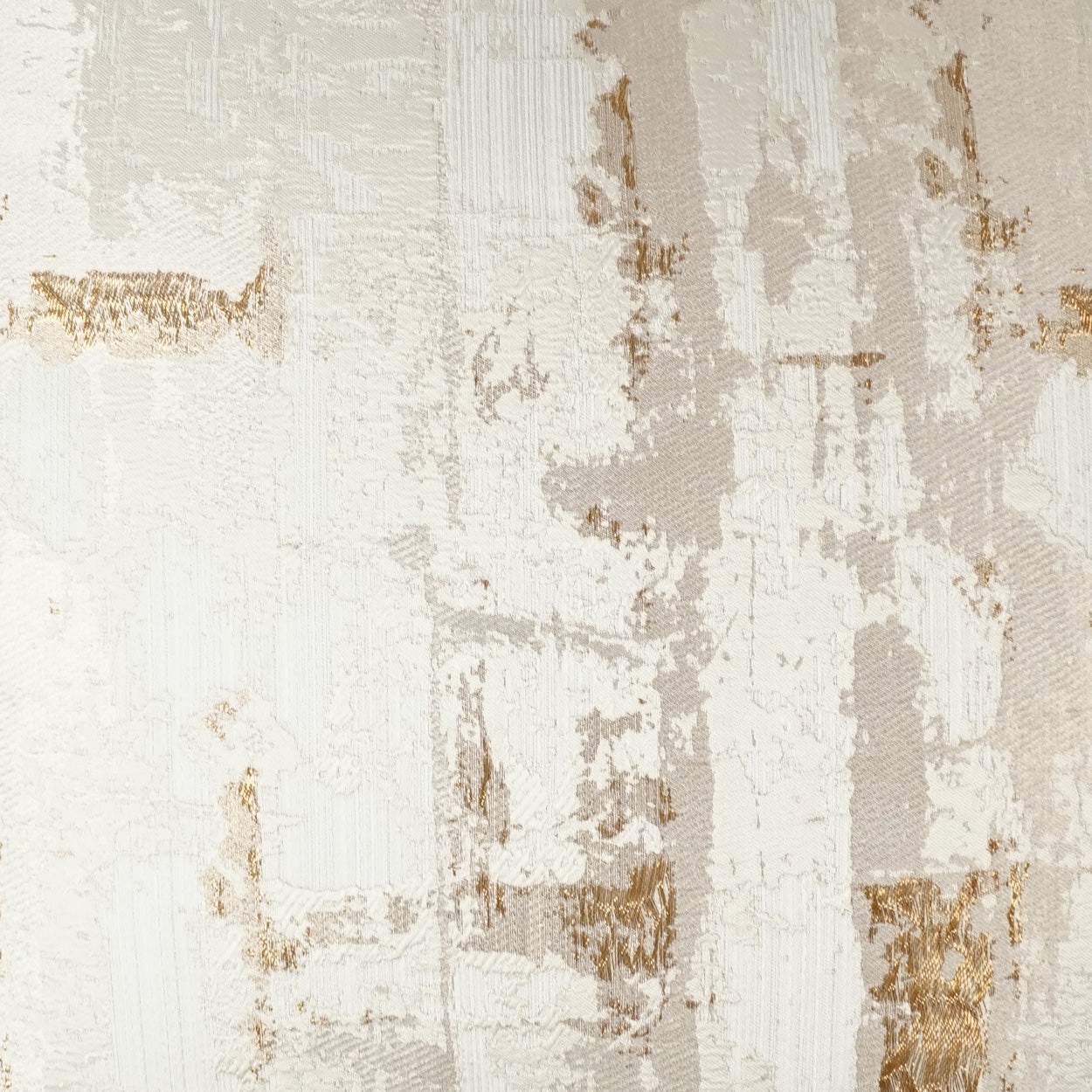 Cream, beige, and tan fabric with an abstract distressed pattern and woven texture.