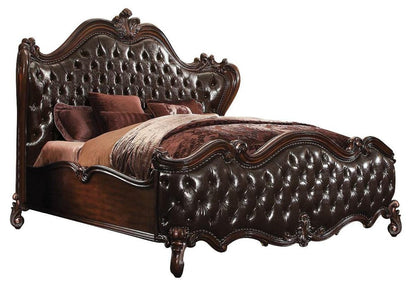 Dark Brown King Bed Frame with Nailhead Trim