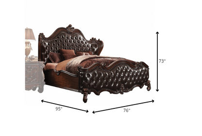 Dark Brown King Bed Frame with Nailhead Trim