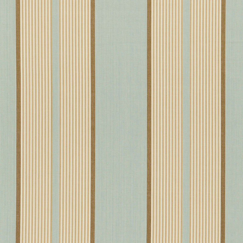Muted vertical striped wallpaper with sage-green background and cream and tan stripes.