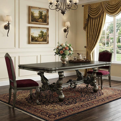 46" Green Solid Wood Trestle Base Dining Table