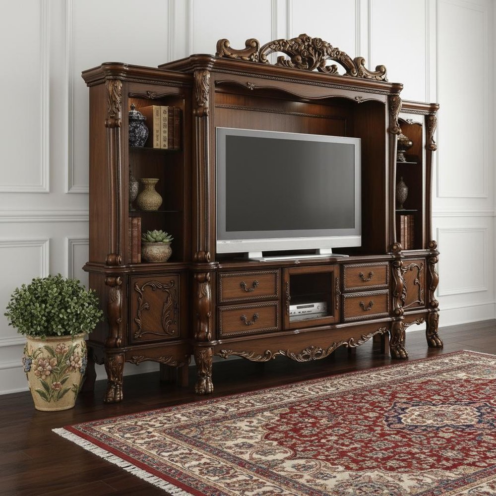 19" Brown Wood Cabinet Enclosed Storage Entertainment Center