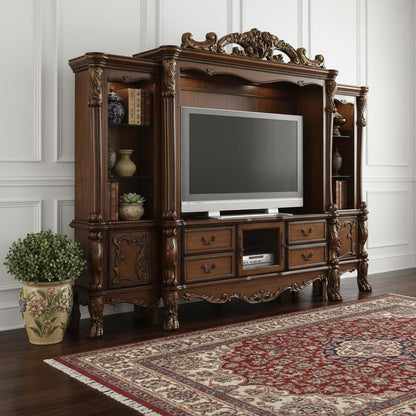 19" Brown Wood Cabinet Enclosed Storage Entertainment Center