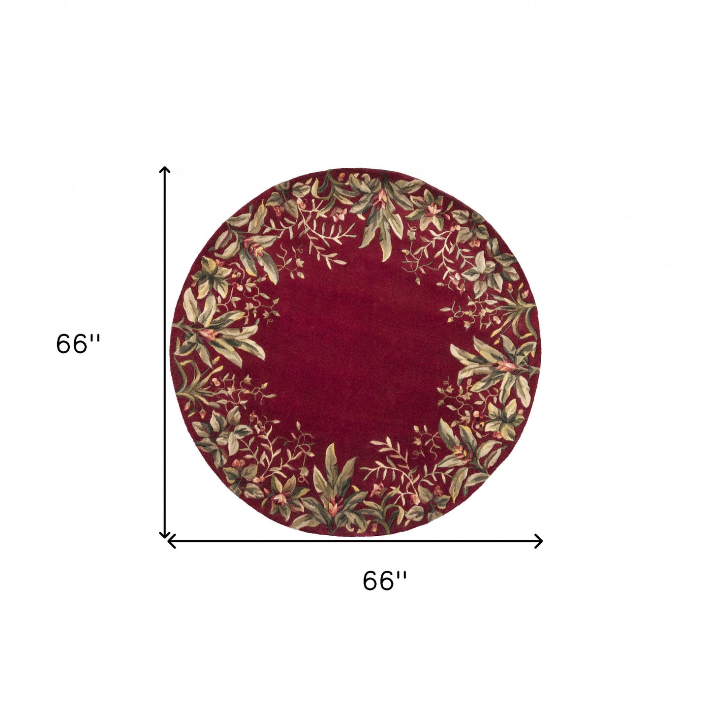 5' X 8' Ruby Red Wool Floral Hand Tufted Area Rug