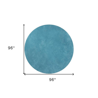 8' Blue Hand Woven Round Rug