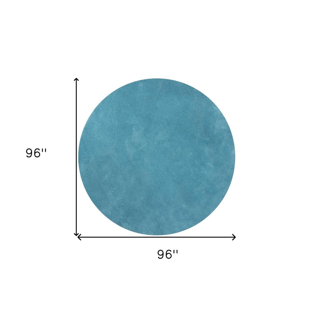 8' Blue Hand Woven Round Rug