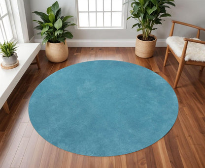 8' X 11' Blue Shag Hand Woven Area Rug