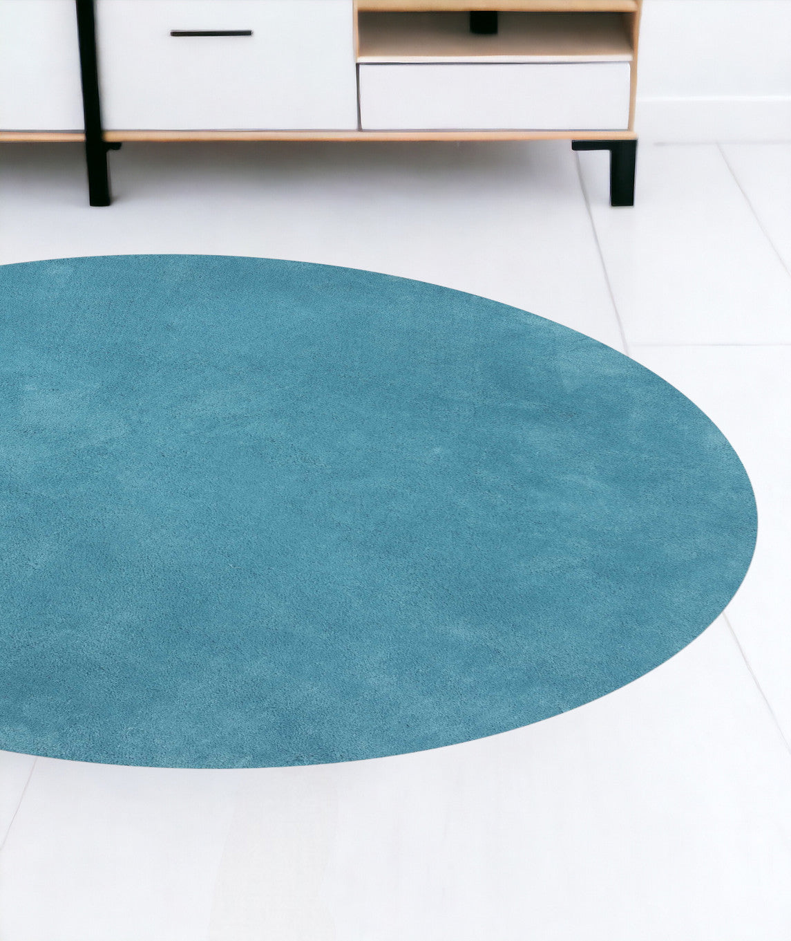 8' Highlighter Blue Indoor Shag Runner Rug