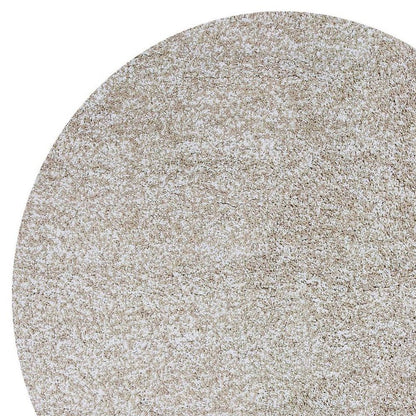 8' Ivory hand-woven round rug.