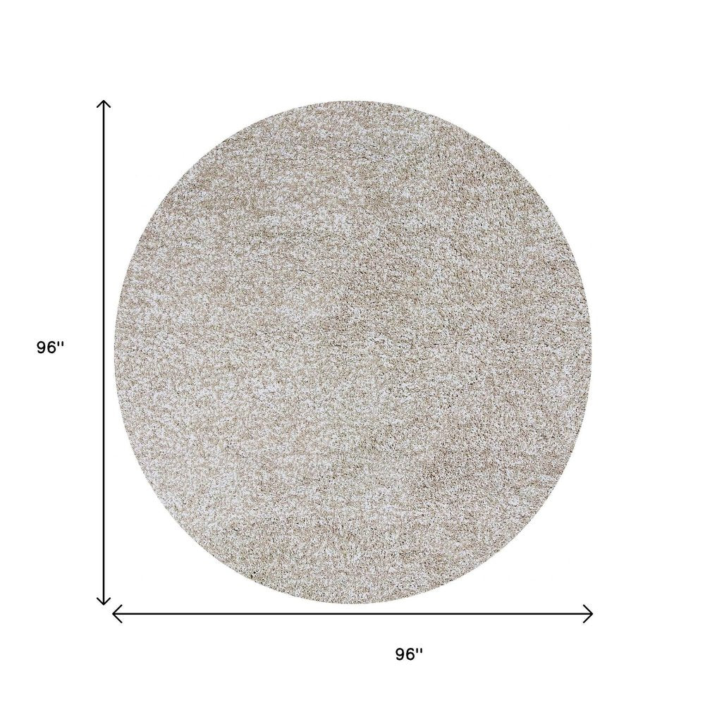 8' ivory hand-woven round rug