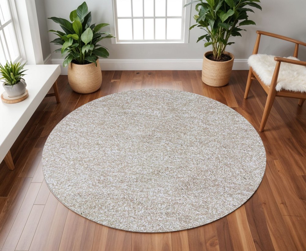 8' Ivory Hand Woven Round Rug