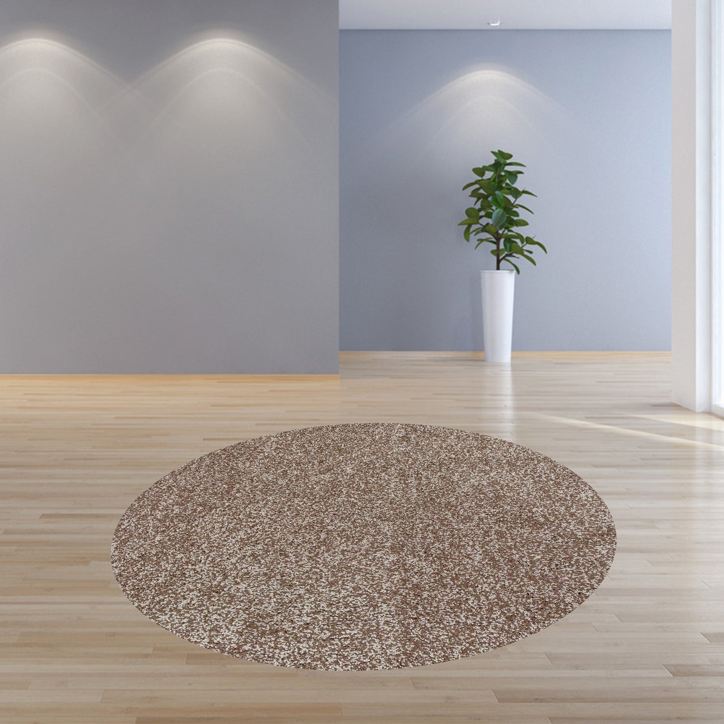 6' Round Beige Heather Plain Indoor Area Rug