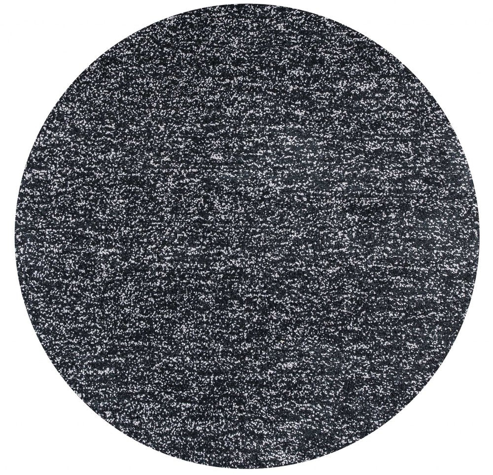 5' X 7' Black And White Shag Hand Woven Area Rug