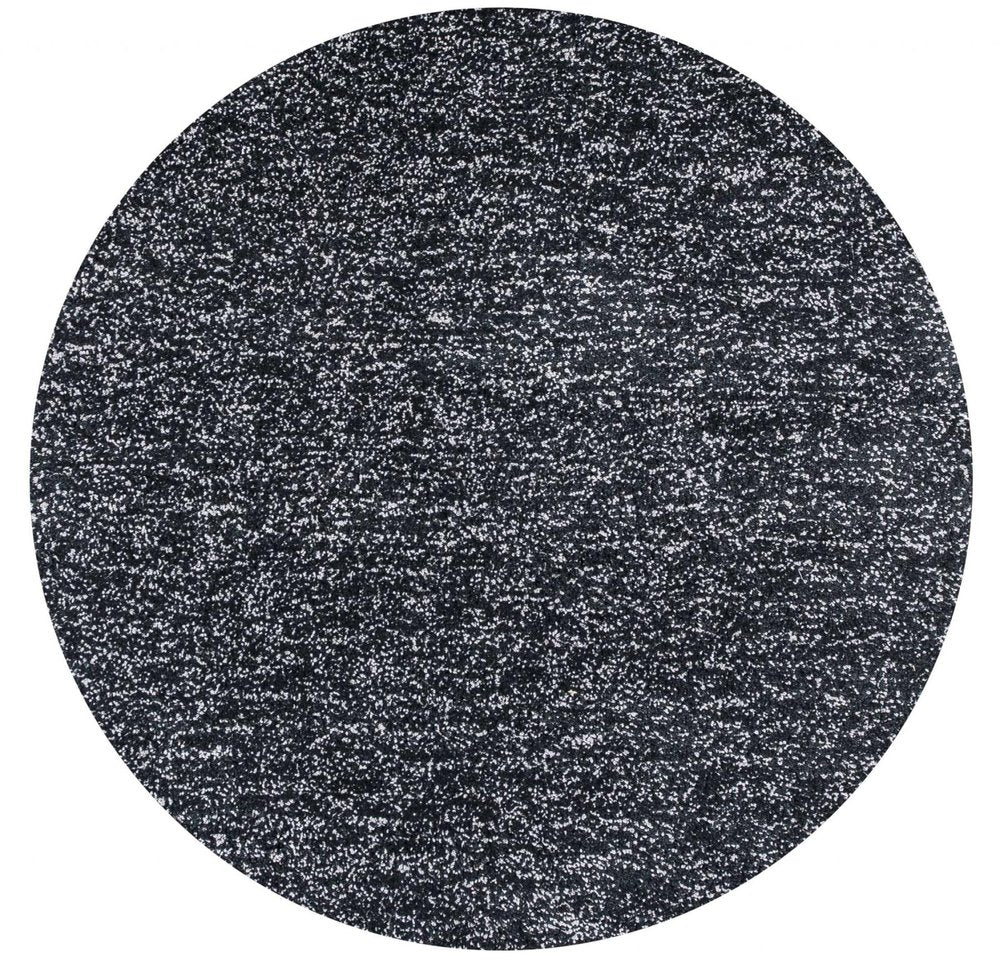 8' X 10' Black And White Shag Hand Woven Area Rug