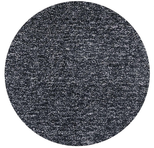 8' Black And White Hand Woven Round Rug
