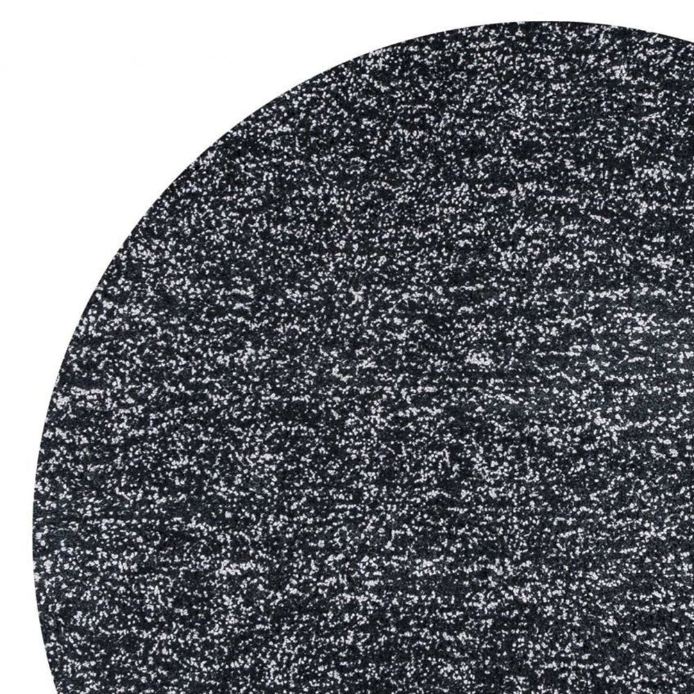 5' X 7' Black And White Shag Hand Woven Area Rug