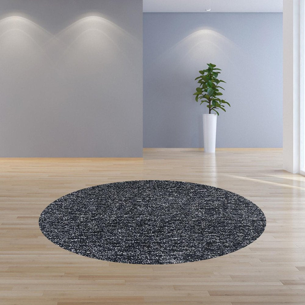 8' X 10' Black And White Shag Hand Woven Area Rug