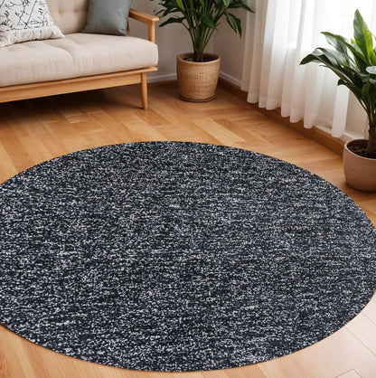 8' X 10' Black And White Shag Hand Woven Area Rug