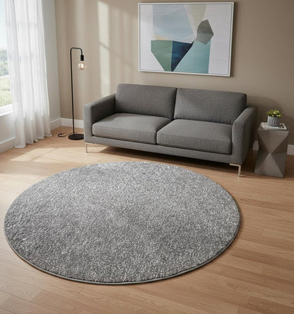 8' Gray Round Hand Woven Area Rug