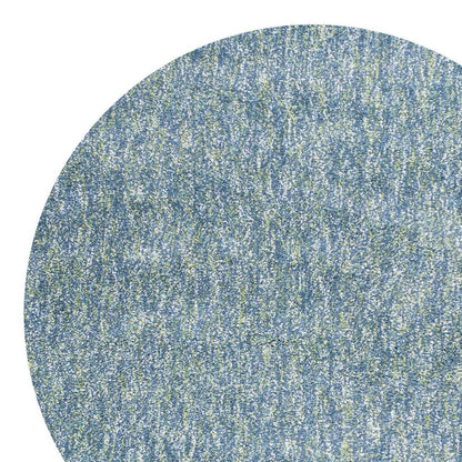 8' Blue And White Abstract Hand Woven Round Rug