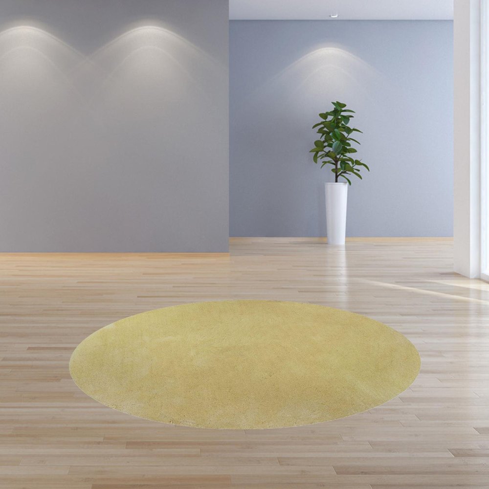 8' Canary Yellow Hand Woven Round Rug