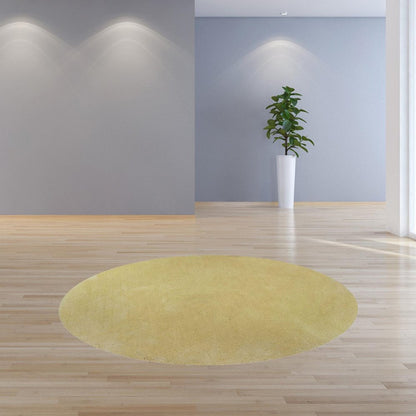 8' Canary Yellow Hand Woven Round Rug