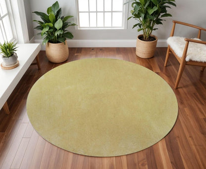 8' Canary Yellow Hand Woven Round Rug