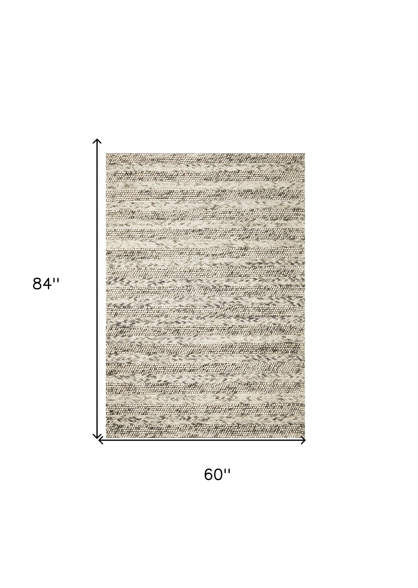 5' X 7'  Wool Grey Area Rug