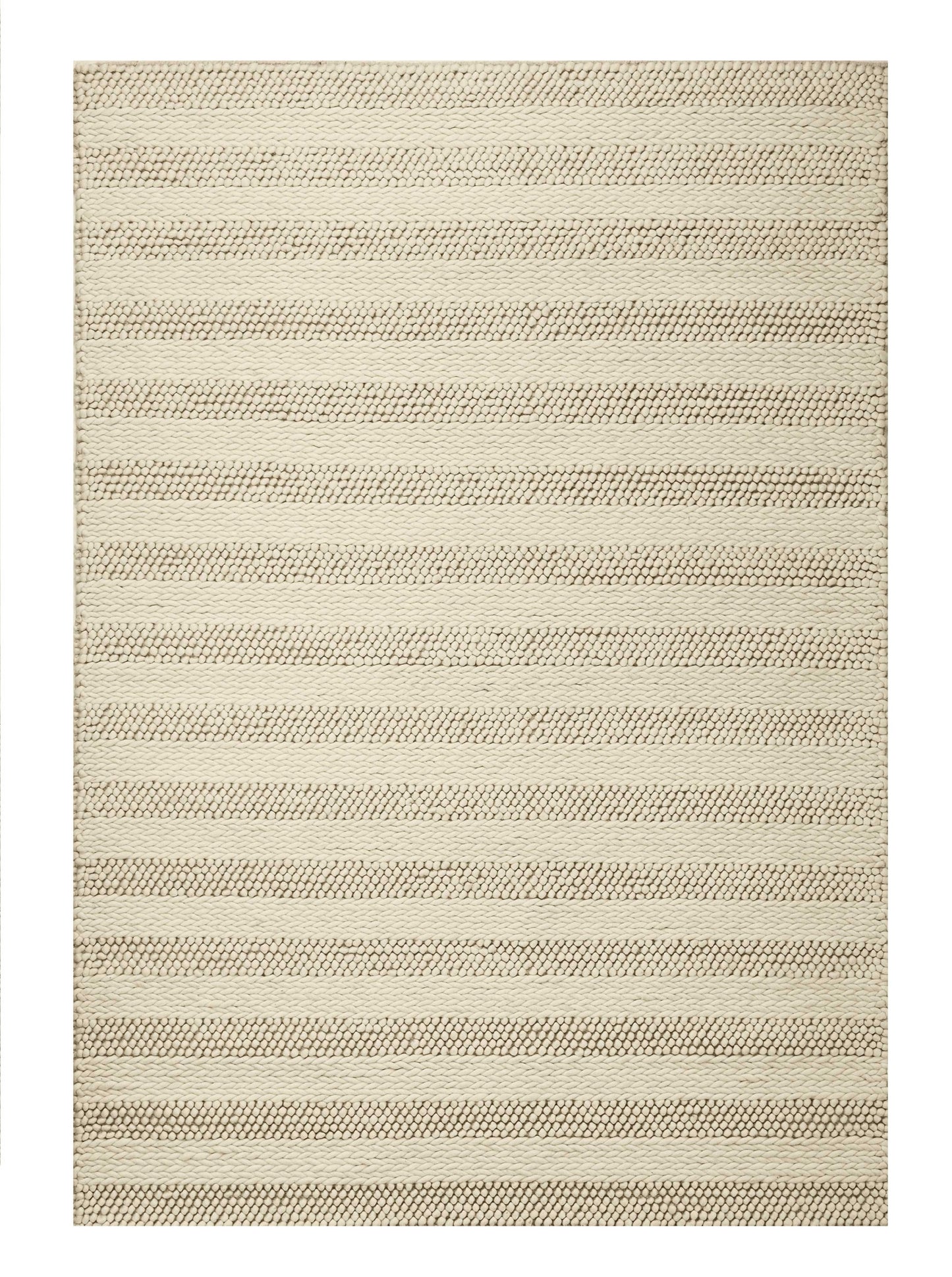 9' X 13' Wool White Area Rug