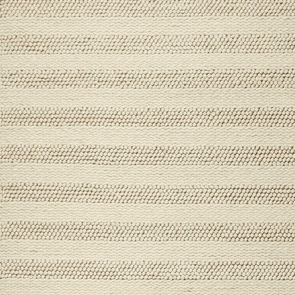 5' X 7' Ivory And White New Zealand Lambs Wool Striped Hand Woven Area Rug