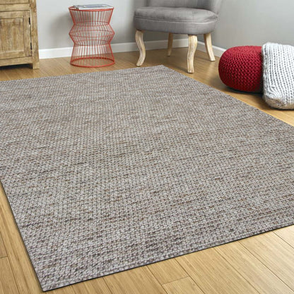 7' X 9' Natural Wool Hand Woven Area Rug