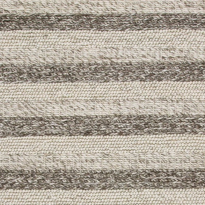 5' X 7' Brown Gray And Ivory New Zealand Lambs Wool Striped Hand Woven Area Rug