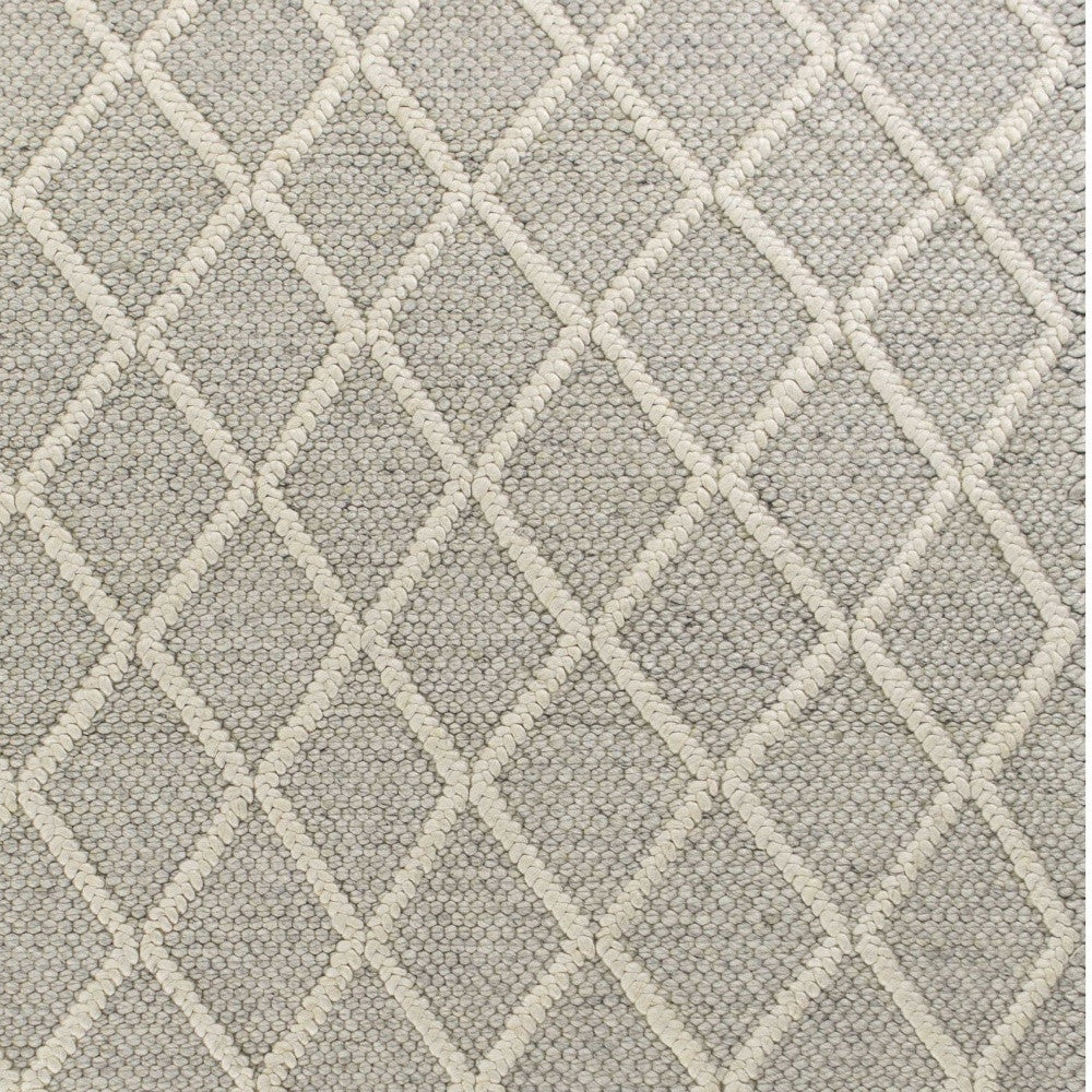 9' X 13' Grey Hand Woven Diamond Pattern Indoor Area Rug