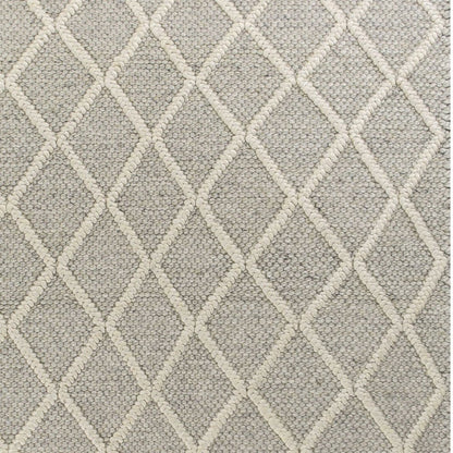 9' X 13' Gray And Ivory Wool Diamond Hand Woven Area Rug