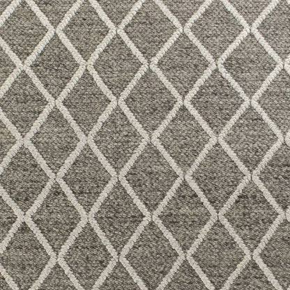 5' X 7' Dark Gray and Ivory Wool Diamond Hand Woven Berber Area Rug